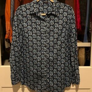 Women’s Peacock Patterned Button-Down Shirt